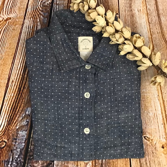 J CREW CHAMBRAY POLKA DOT PERFECT SHIRT - Picture 5 of 6